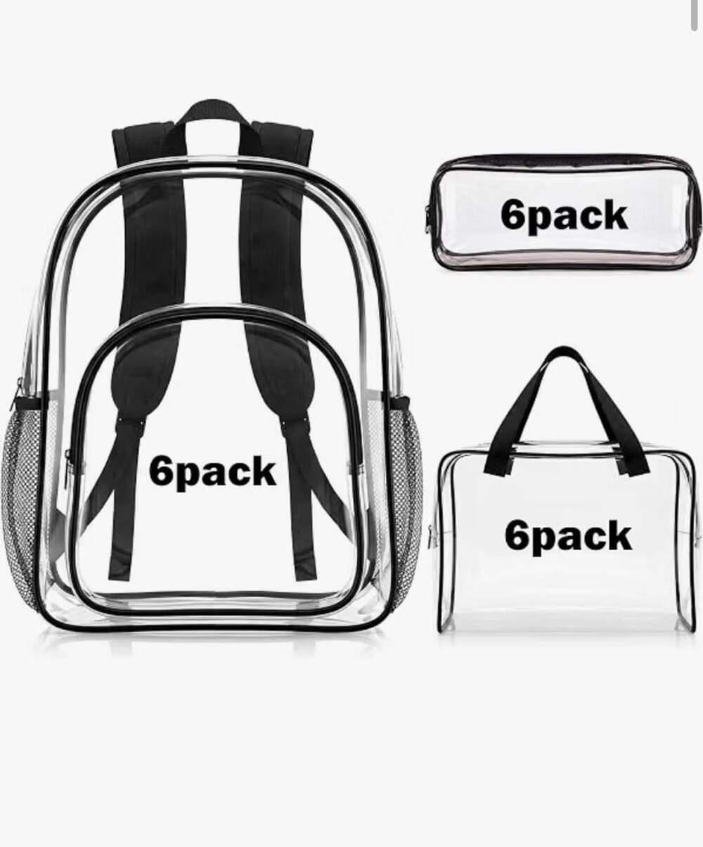 Fomaris Clear Backpack Transparent PVC School Bookbag Black